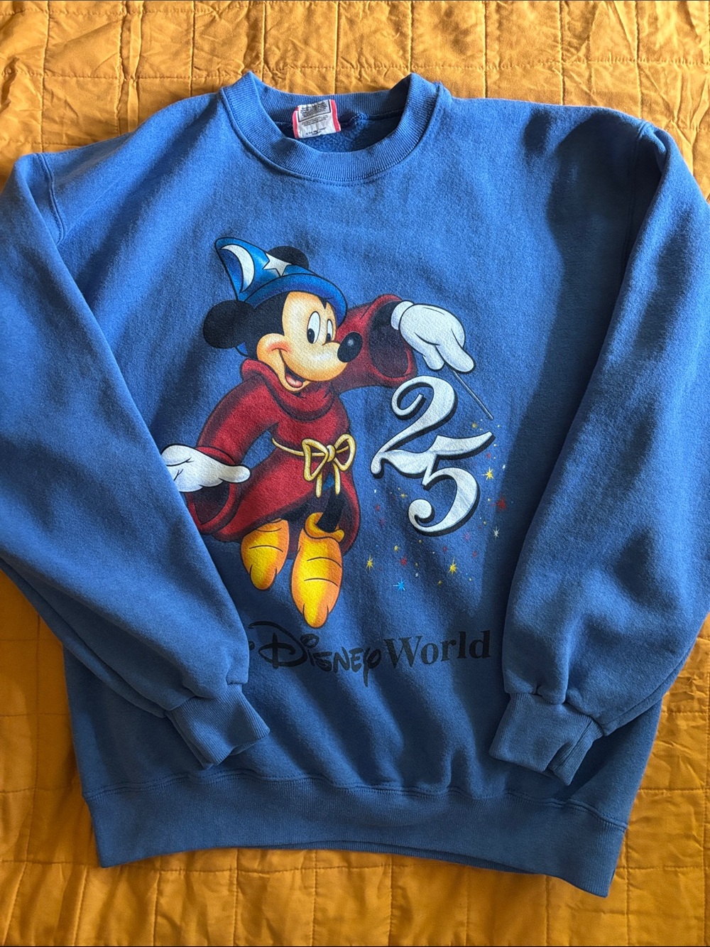 Vintage Disney World Mickey Mouse 25th Anniversary Blue Crewneck Sweater